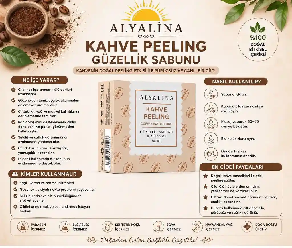 Alyalina kahve peeling güzellik sabunu ilan görseli