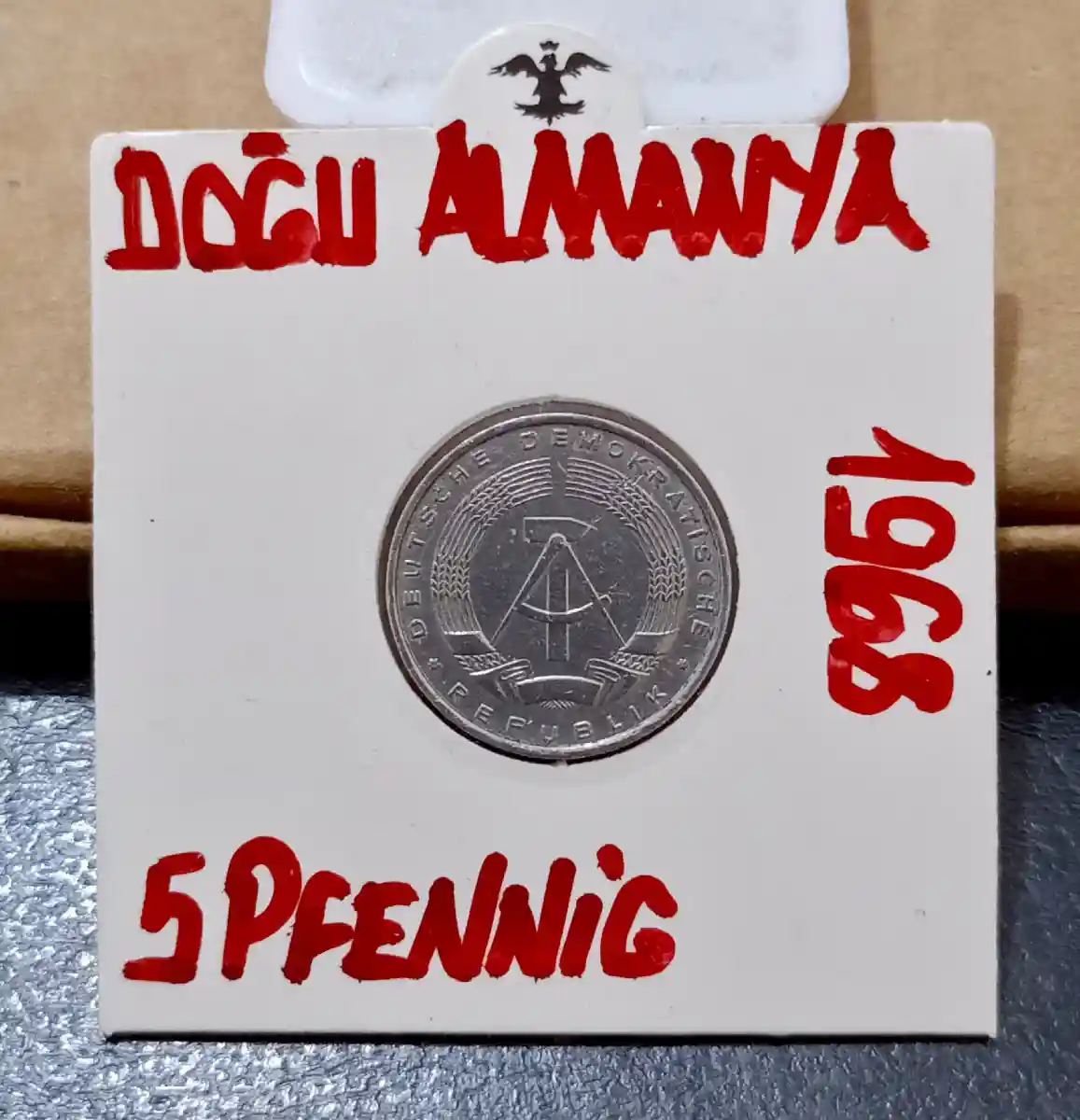 1968 doğu almanya 5 pfennig madeni para