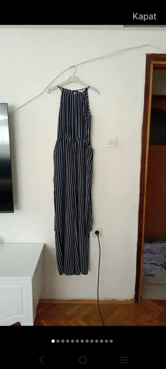 çizgili askılı elbise