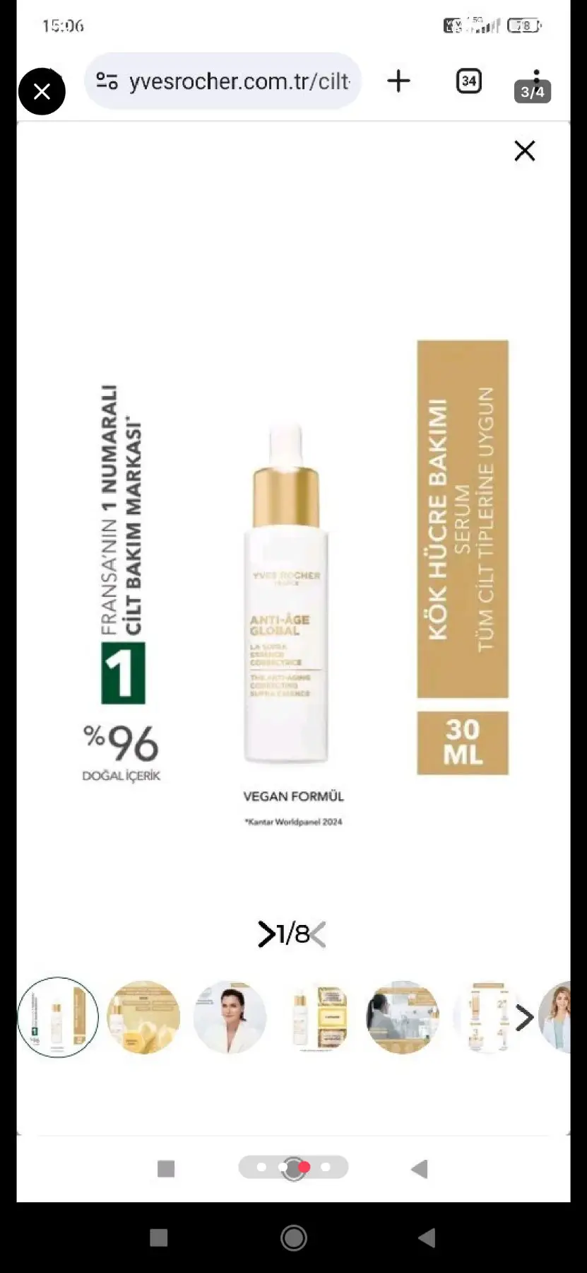 Yves rocher kök hücre bakımı serum