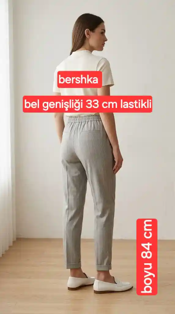 Bershka gri lastikli kadın pantolon