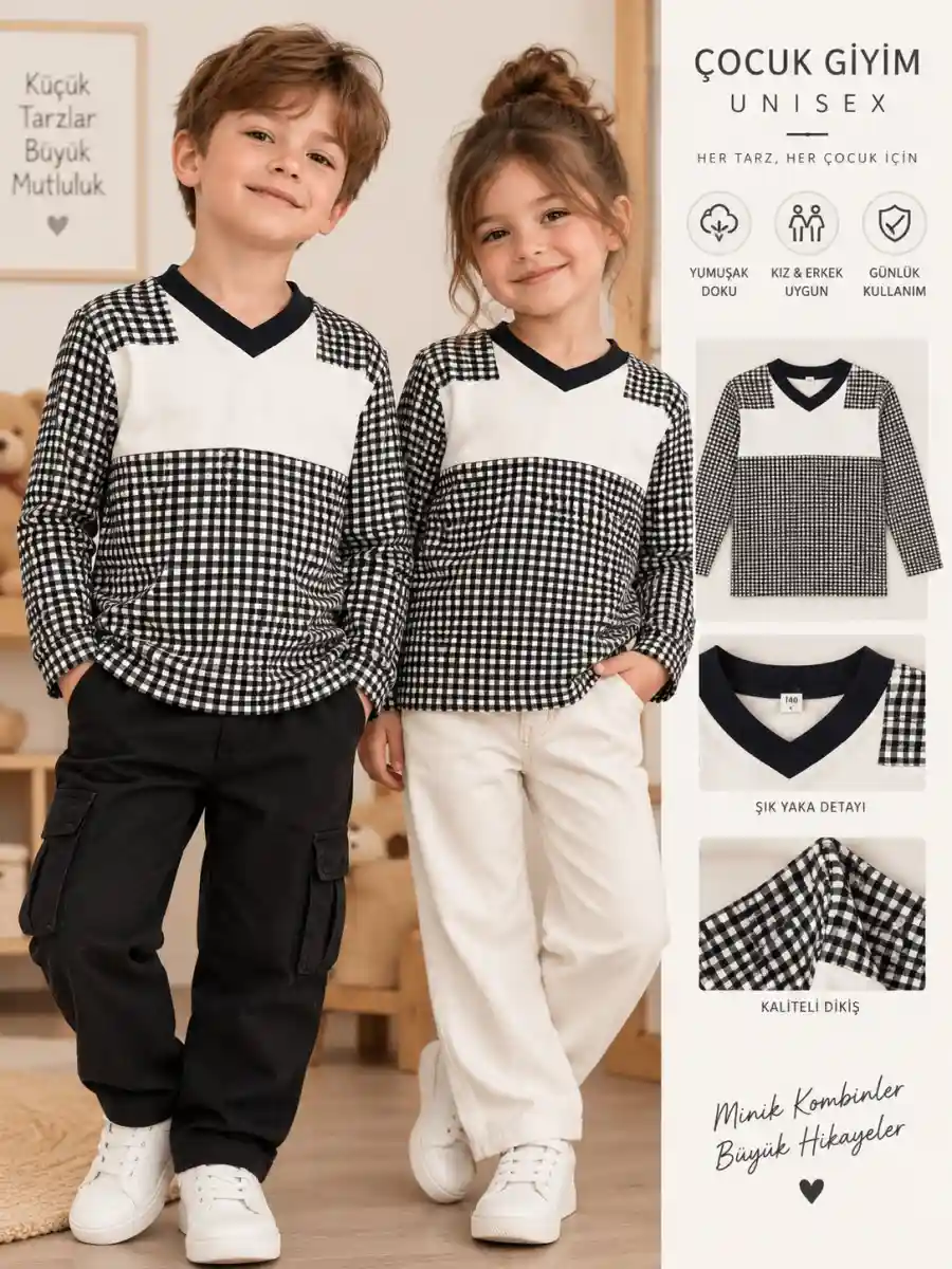 Unisex çocuk üst giyim