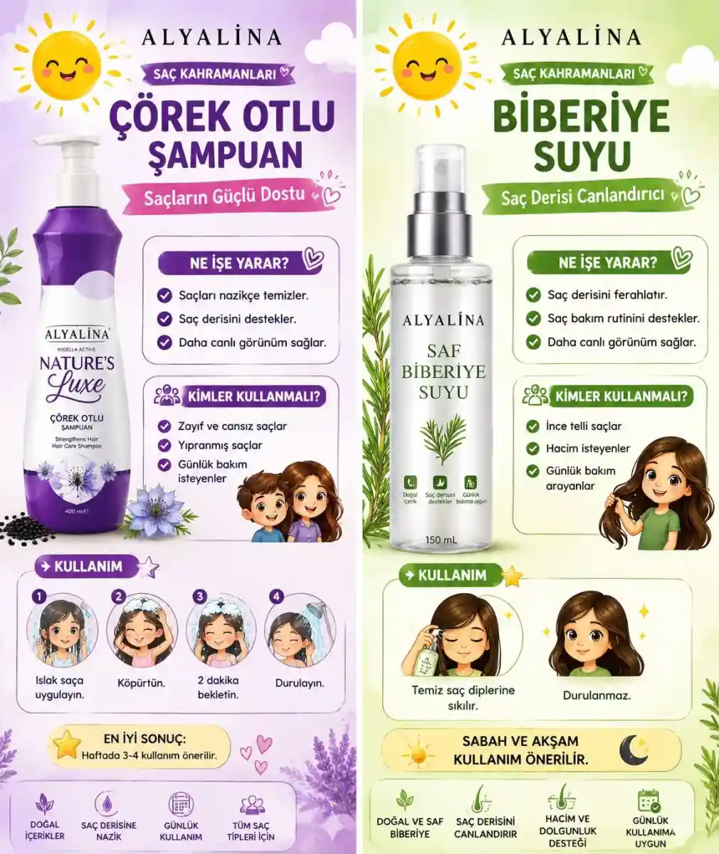 çörek otlu şampuan ve biberiye suyu seti