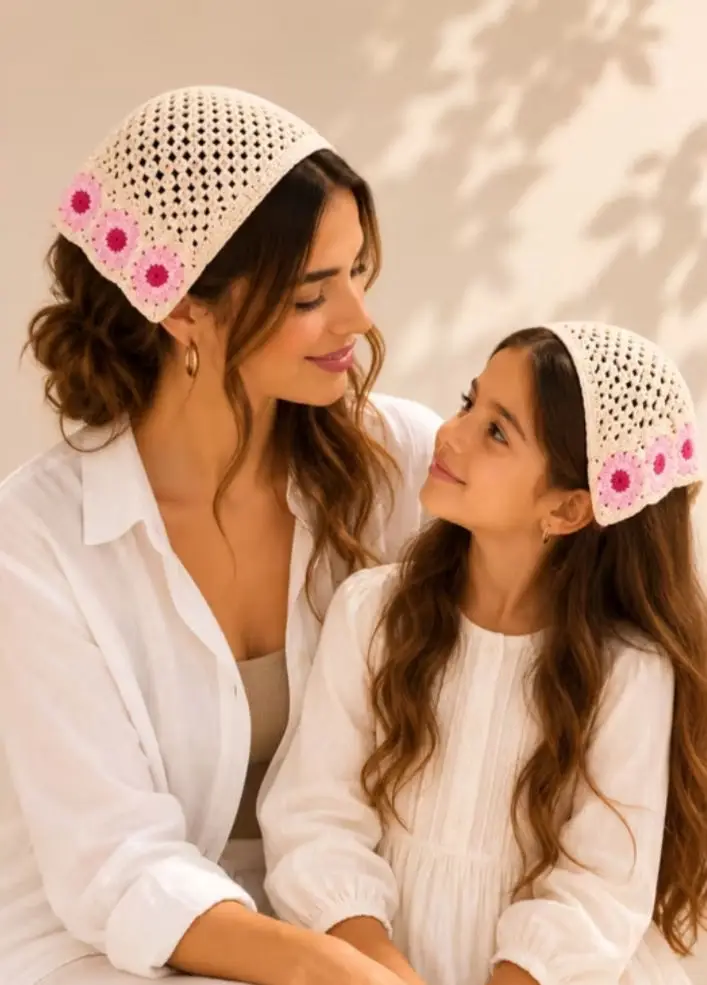 Anne kız kombin ikili bandana