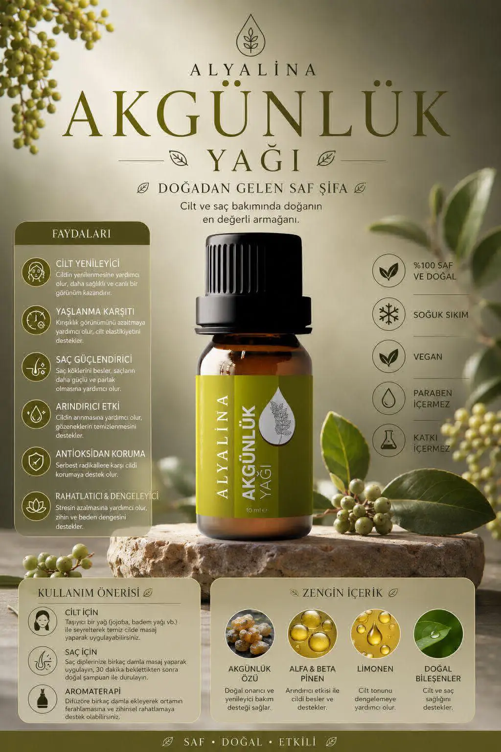 Alyalina akgünlük yağı - doğal aromaterapi