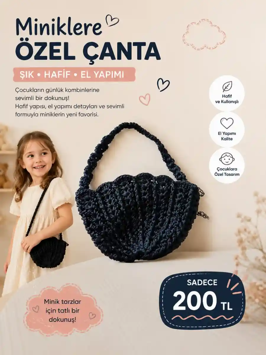 çocuklar i̇çin şık el yapımı çanta