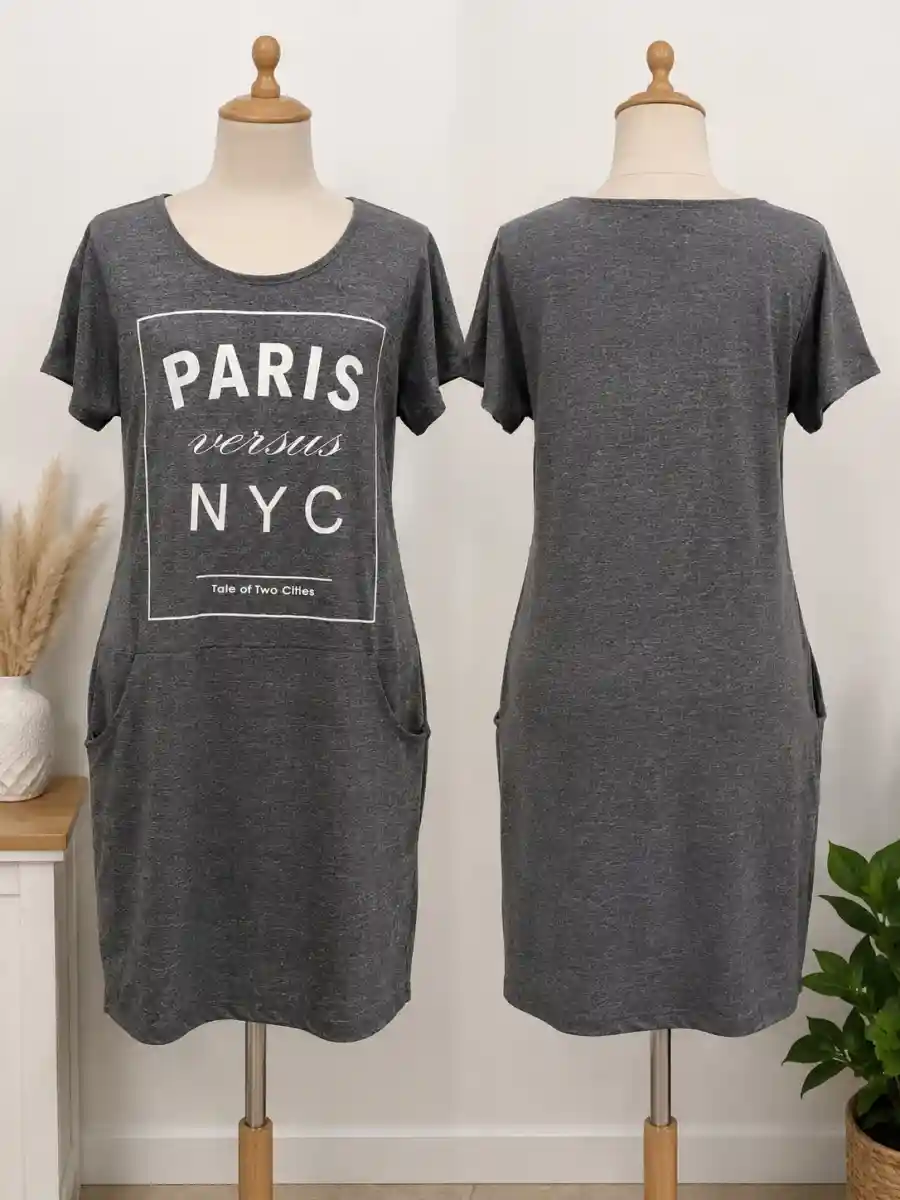 Paris yazlık gri elbise