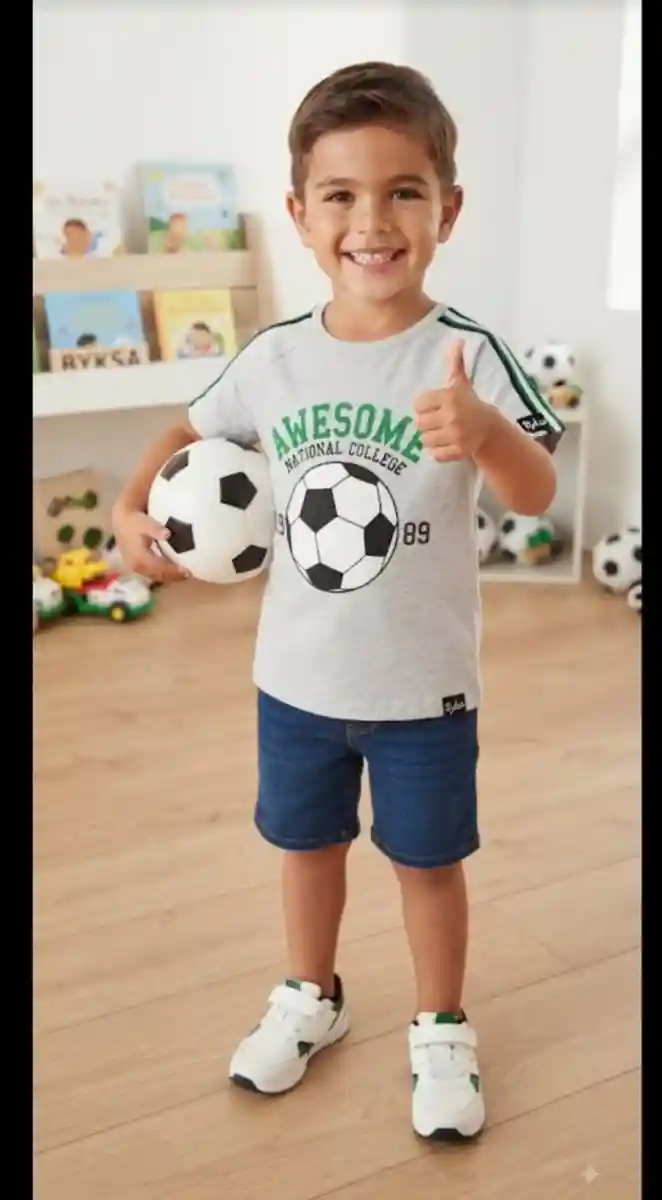Futbol temalı çocuk tişörtü ilan görseli
