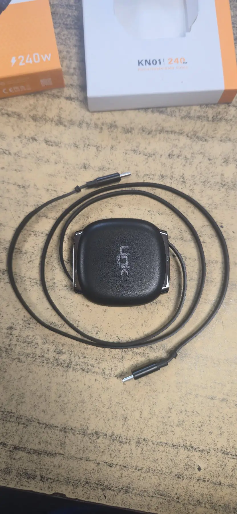 Linktech kn01 240w makaralı type-c şarj kablosu