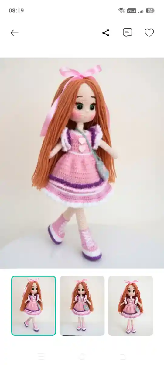 örgü pembe elbiseli bebek