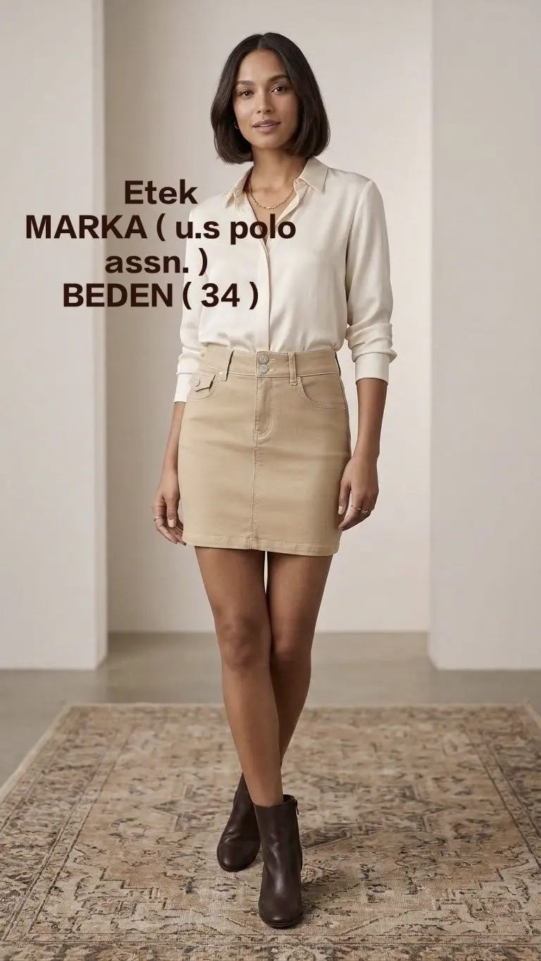 U.s. polo assn. bej renkli etek