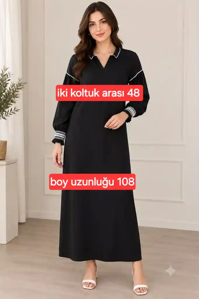 Siyah uzun elbise, şık tasarım