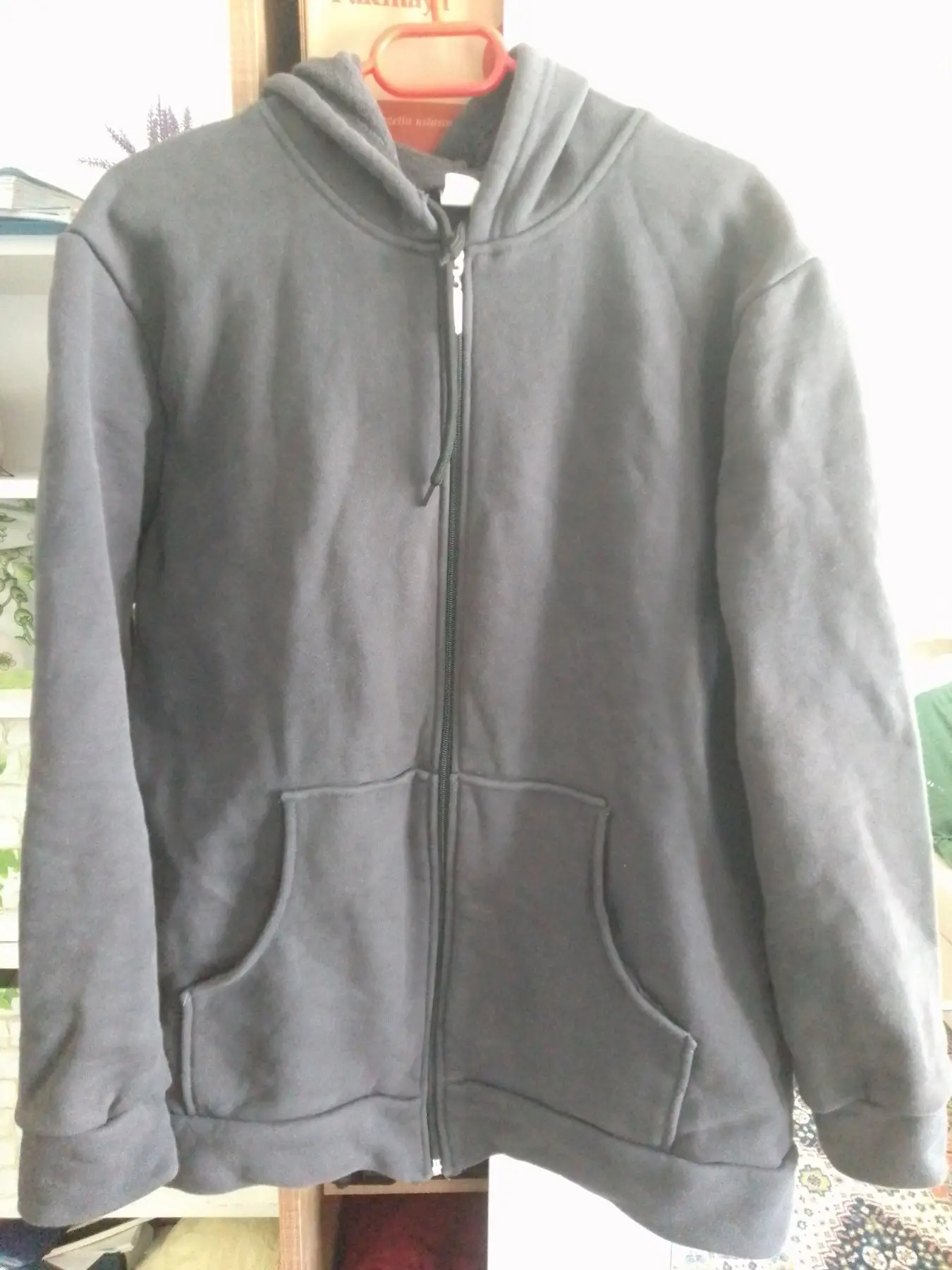 Gri fermuarlı unisex sweatshirt