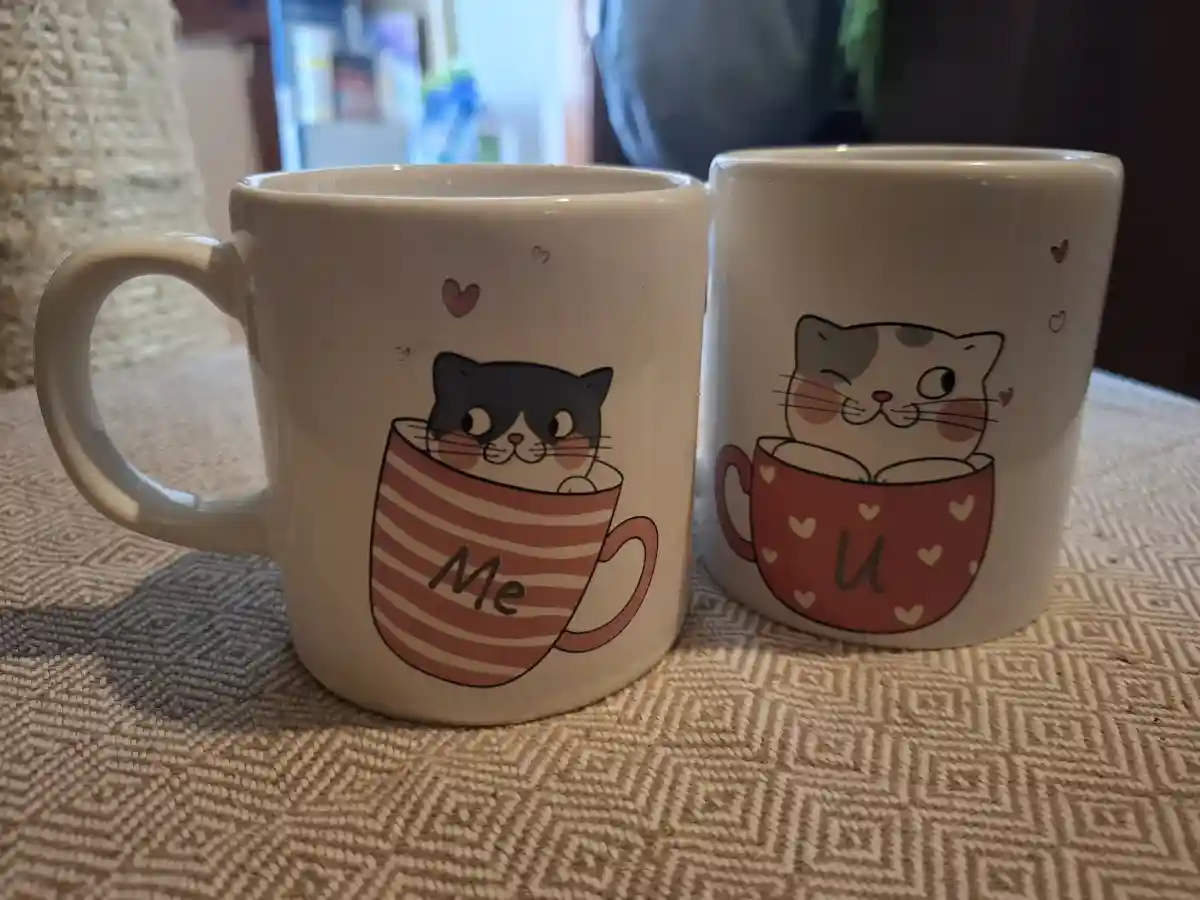 Sevimli kedi desenli me&u kupa seti ilan görseli