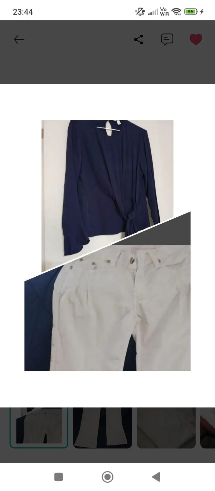 Bluz ve beyaz pantolon takımı
