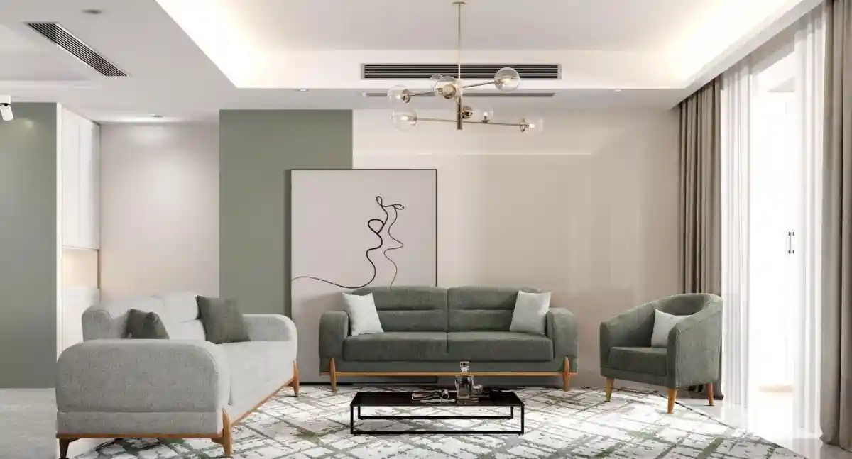 Modern üçlü ve tekli koltuk takımı