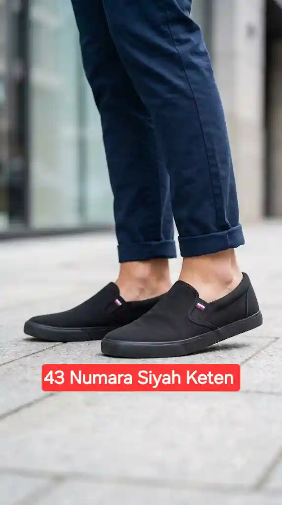 43 numara siyah keten ayakkabı