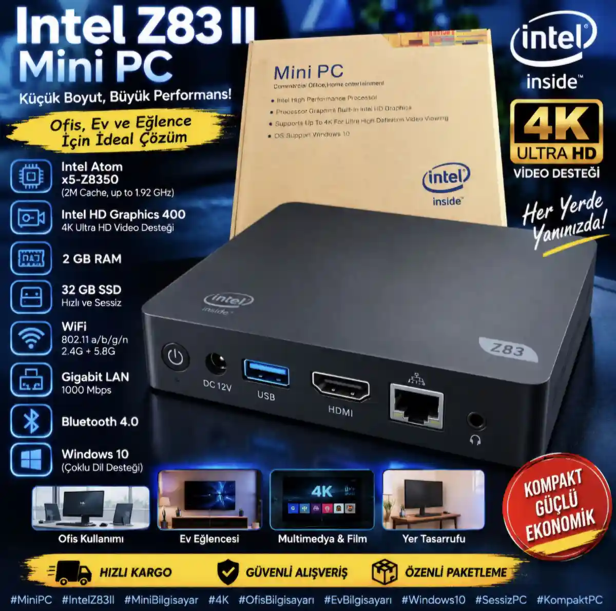 Kompakt intel z83 ii mini pc