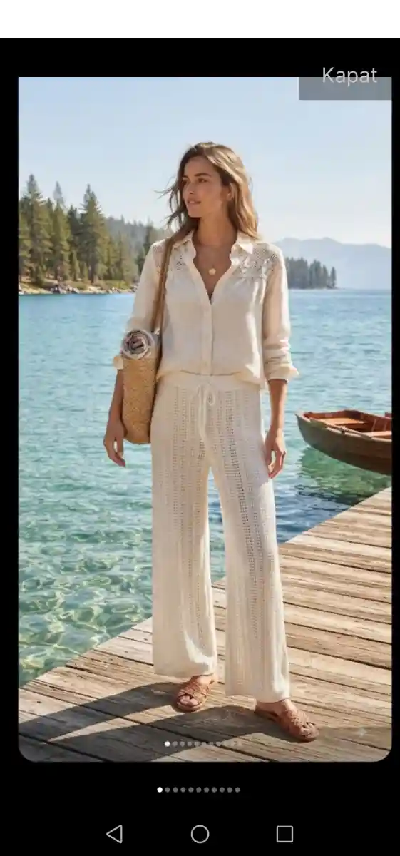 5xl..beyaz örgü pantalon