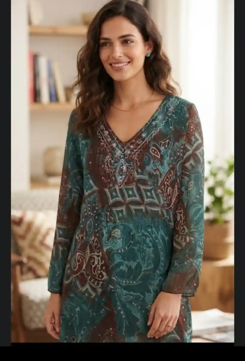 Vintage taşlı şık bluz