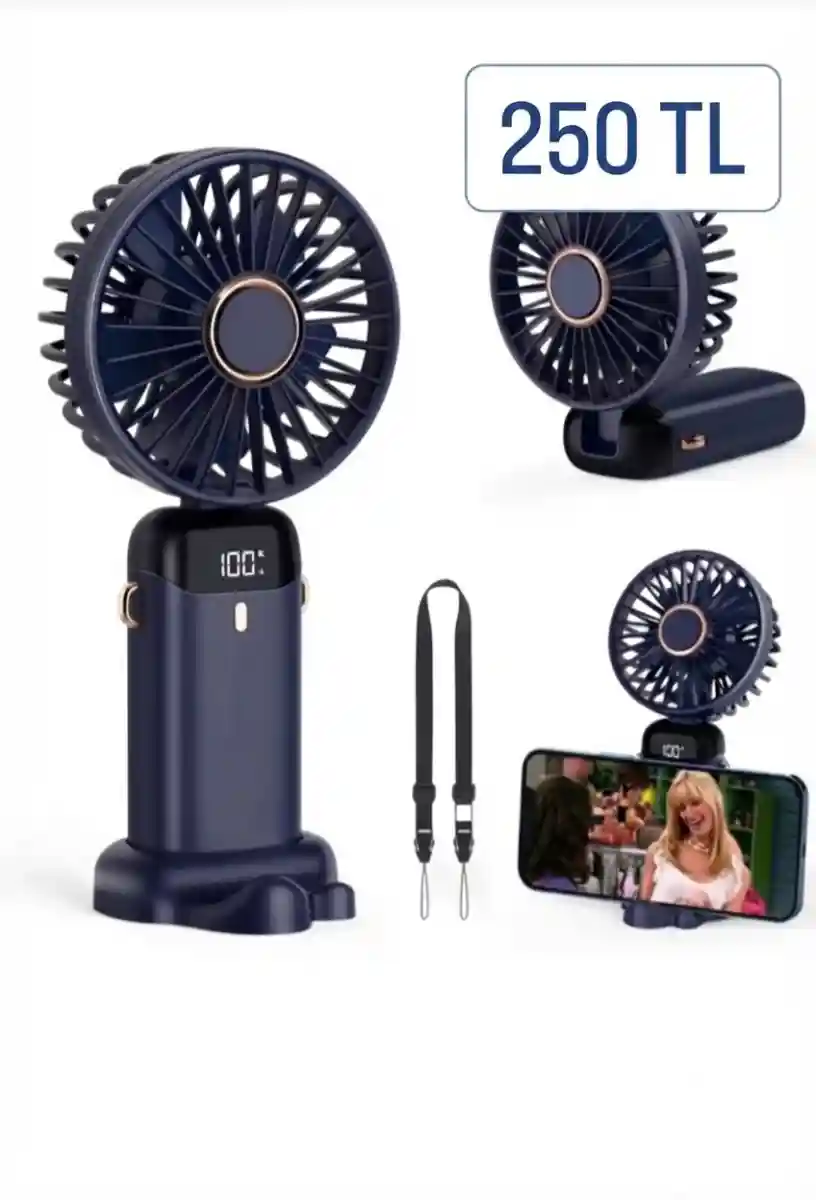 Mavi taşınabilir mini fan