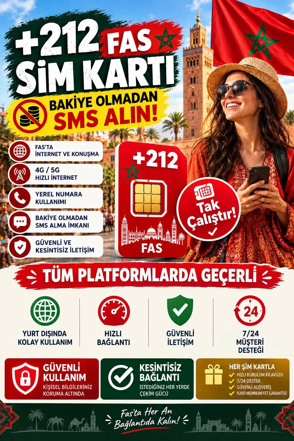 🔥+212 fas fiziksel tak çalıştır sim kart