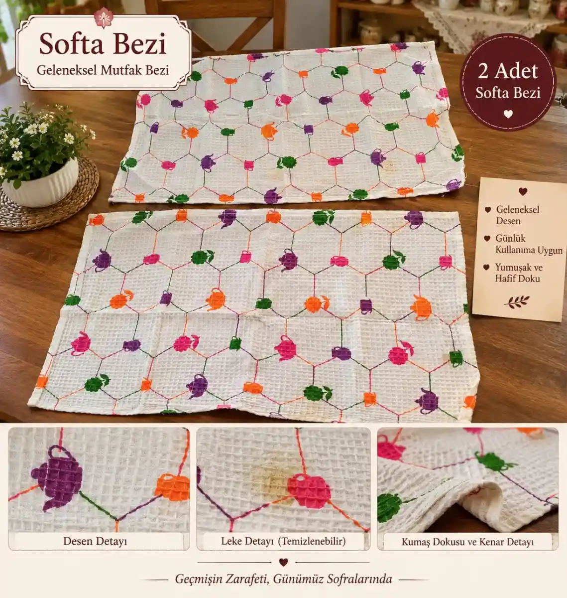 Desenli sofra bezi x 2 adet (lekeli)