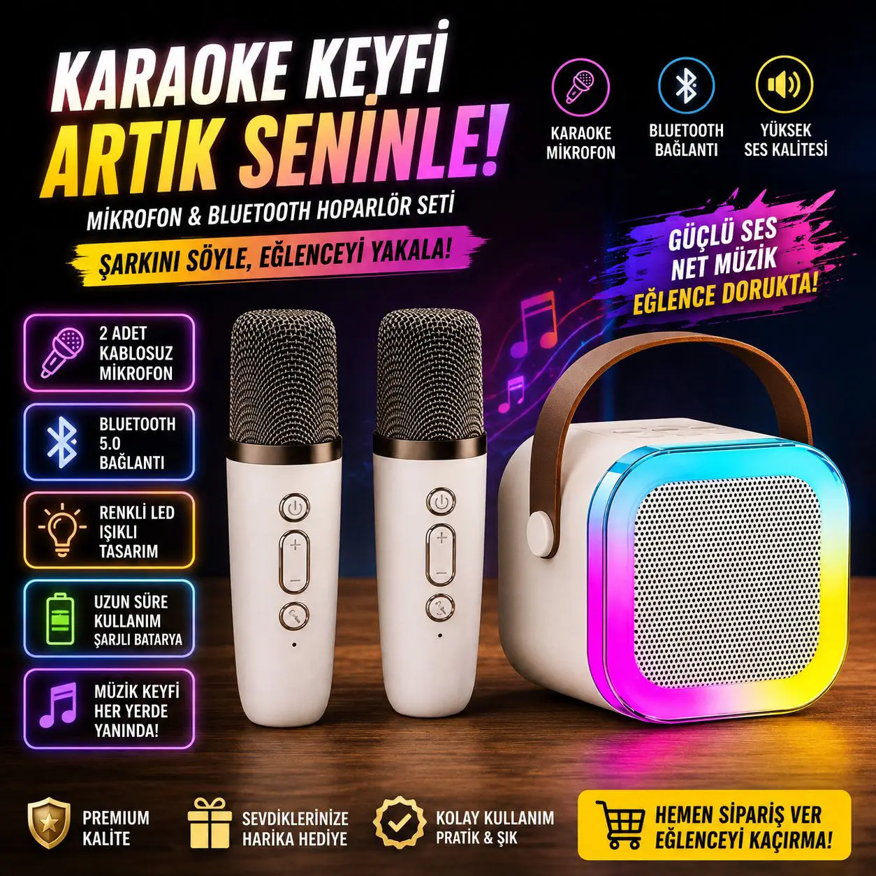 Mikrofon ve bluetooth hoparlör seti ilan görseli