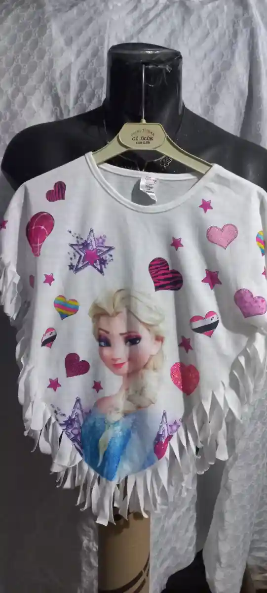 Elsa desenli çocuk panço tişörtü