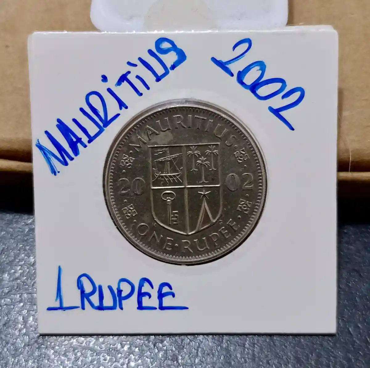 2002 yılı mauritius 1 rupie madeni para