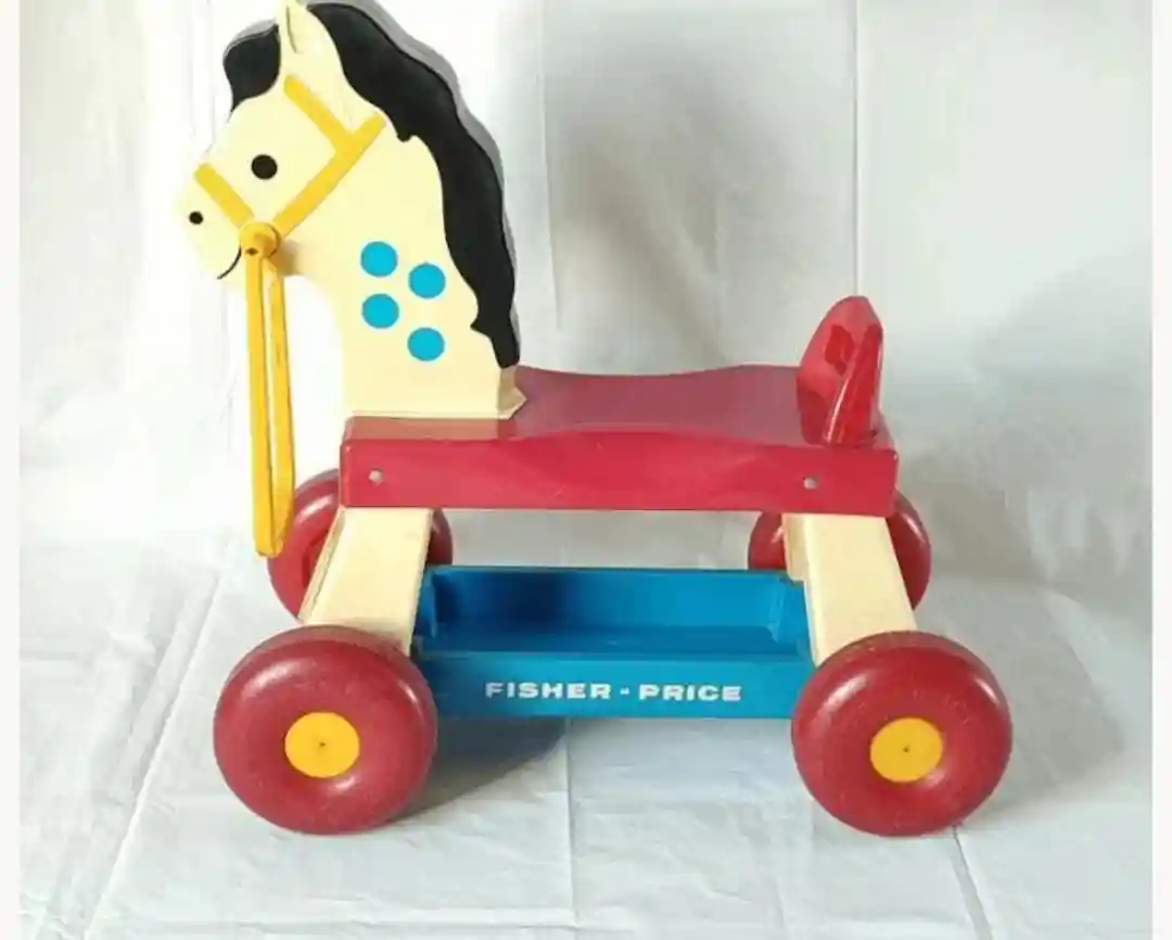 Fisher-price ahşap at figürü yürüteç