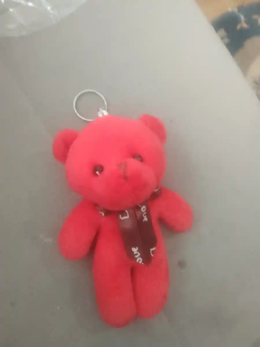 Kırmızı peluş ayı anahtarlık