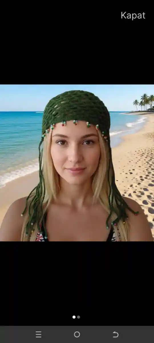 Yeşil plaj şapkası şapka bere