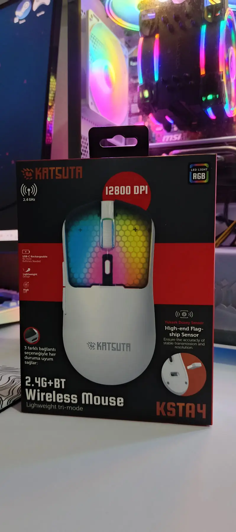 Katsuta ktsa4 rgb kablosuz/kablolu/bluetooth bilgisayar mouse