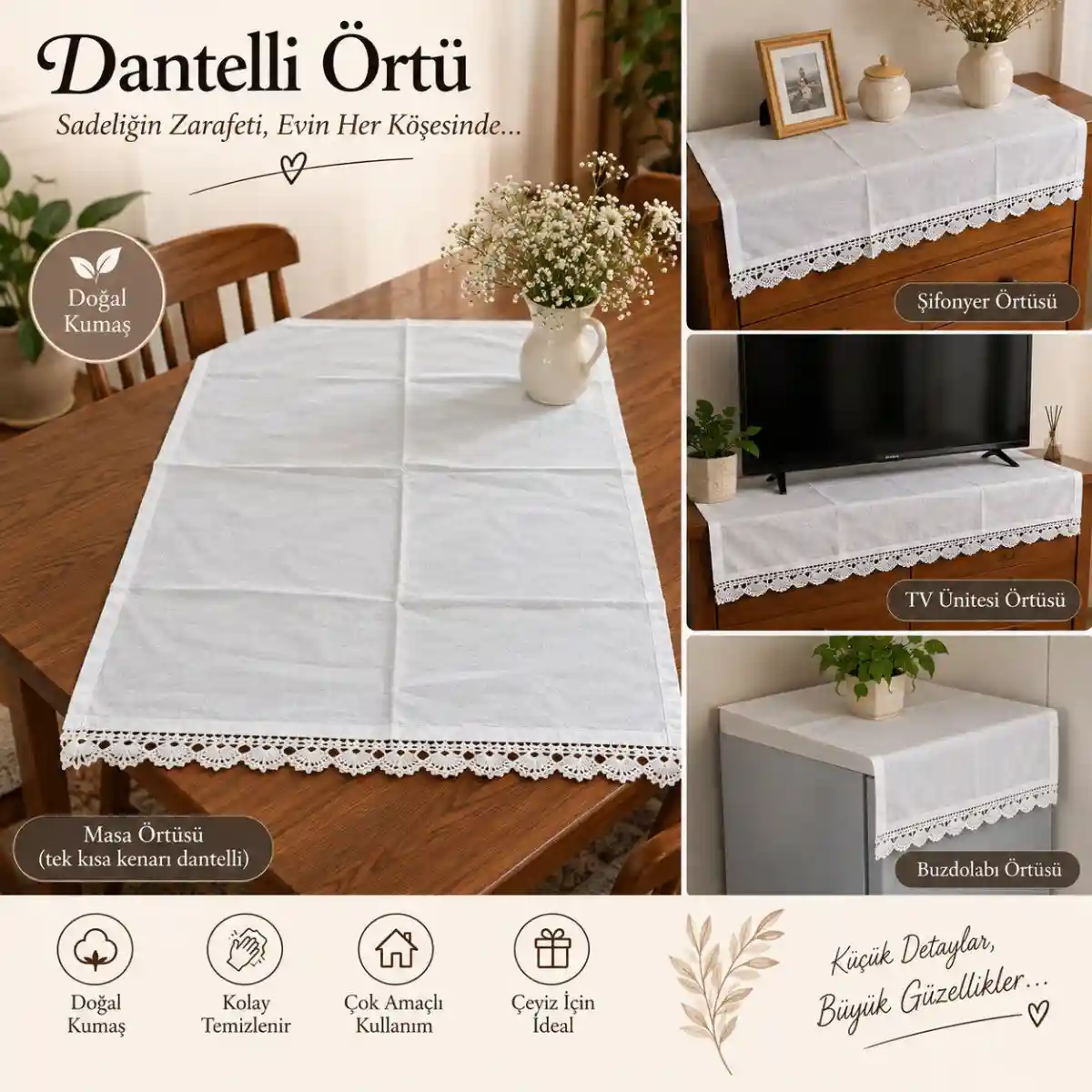 Dantel detaylı örtü