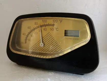 Vintage masa üstü saatli̇ termometre..
