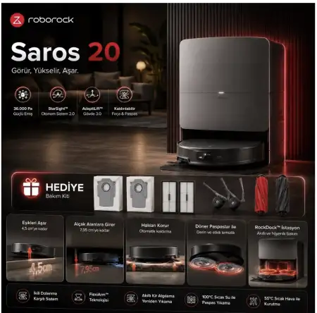Roborock saros 20 akıllı robot süpürge