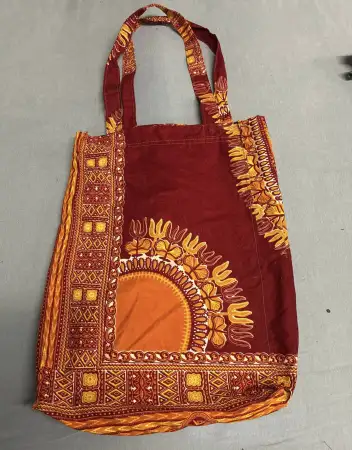 Afrika desenli benzersiz alışveriş çantası - kırmızı/turuncu