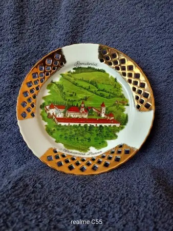 Romanya putna manastiri görselli̇ dekorati̇f tabak.