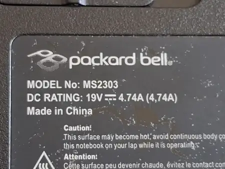 Packard bell ms2303 notebook laptop