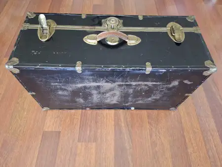 Yüzyıl ortası antika gemi seyahat bavulu amerikan steamer trunk