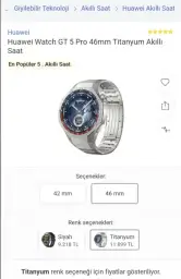 Huawei titanyum akıllı saat gt 5 pro