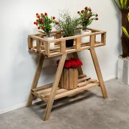 Ahşap çiçeklik raf saksı standı