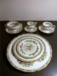 Antika porselen tabak takımı (6 kişilik)